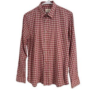 Marine Layer Mens MEDIUM Lightweight Checkered Red White Button Down Shirt